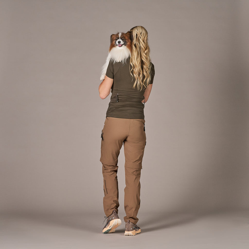 DogCoach FeelFree Dog Walker Zip T-Shirt BISON