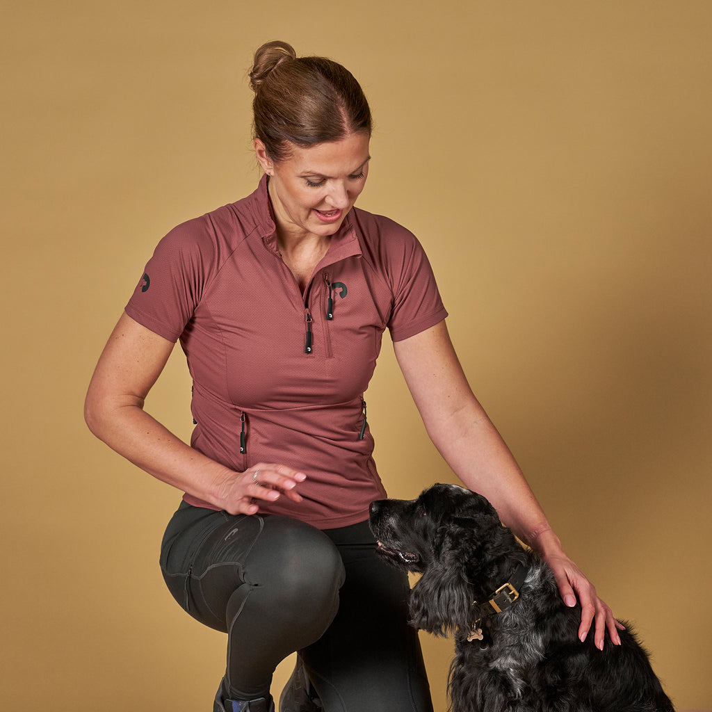 DogCoach FeelFree Dog Walker Zip T-Shirt ROSEWOOD