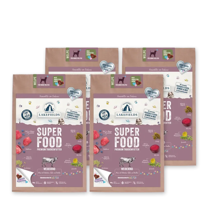 Lakefields Trockenfutter Superfood Rind -FÜR GROSSE WELPEN-