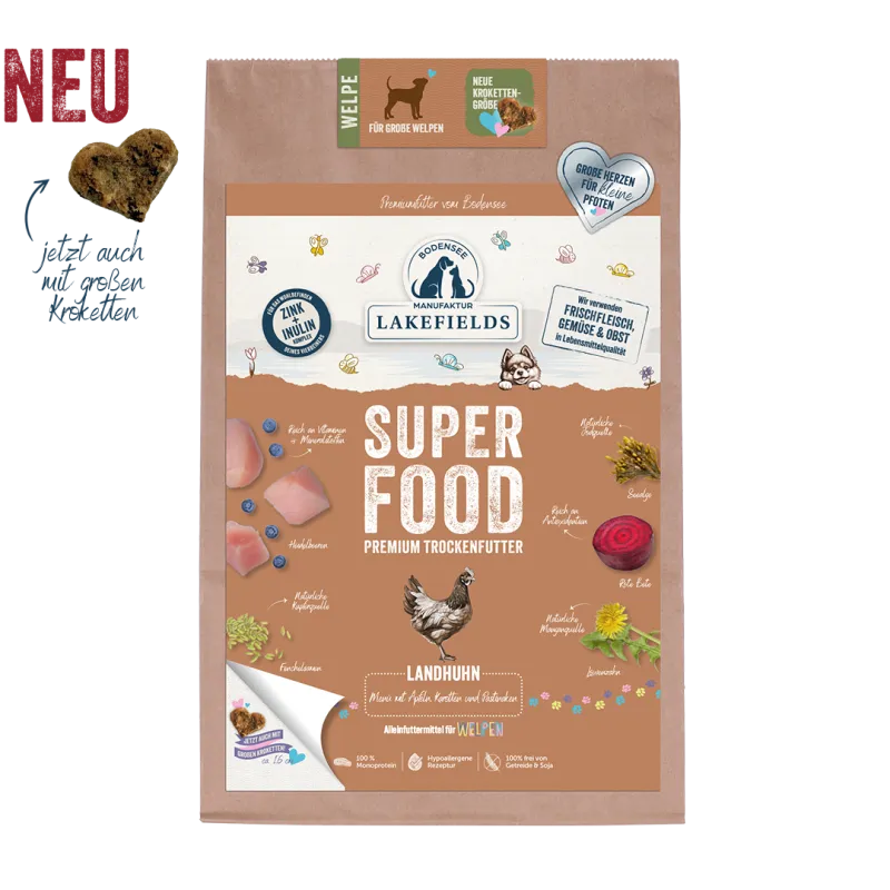 Lakefields Trockenfutter Superfood Huhn -FÜR GROSSE WELPEN-