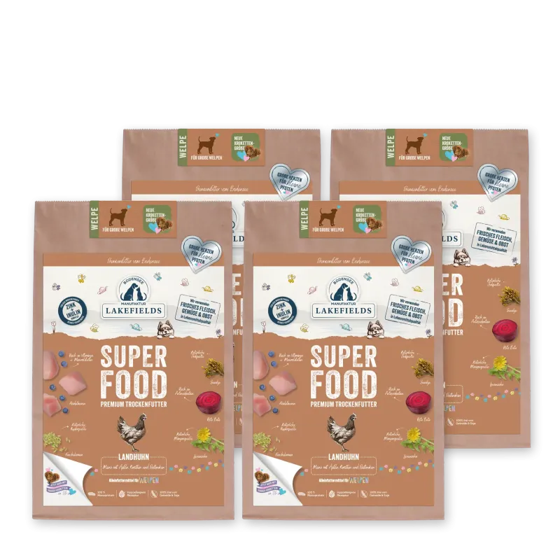 Lakefields Trockenfutter Superfood Huhn -FÜR GROSSE WELPEN-