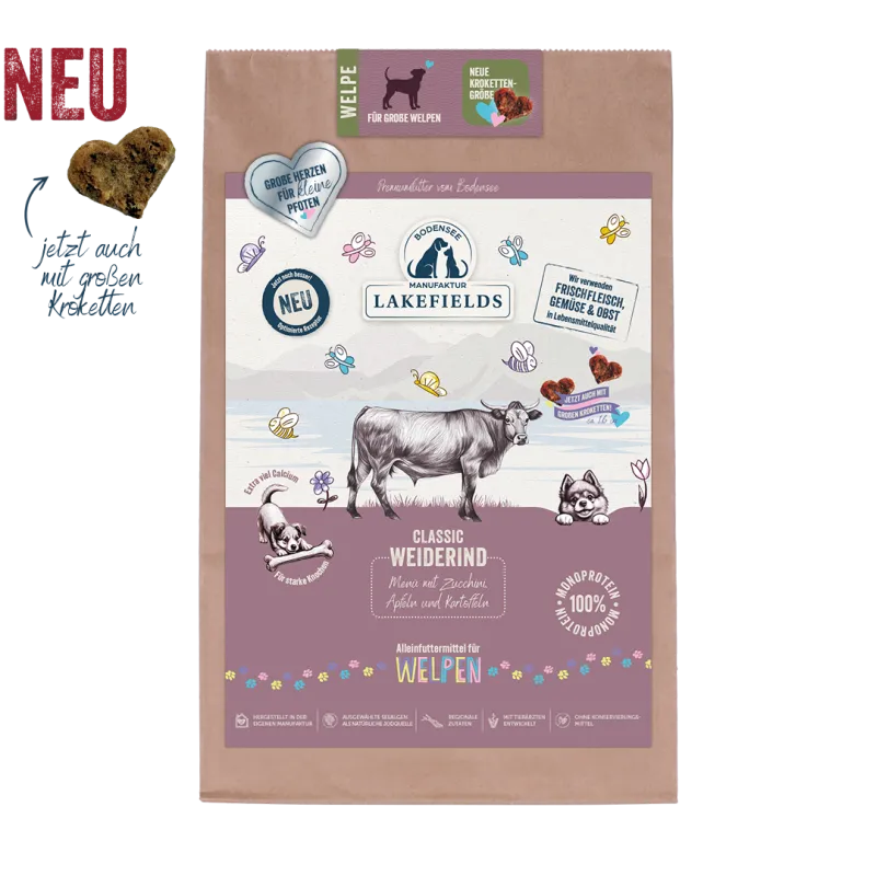 Lakefields Trockenfutter-Menü Rind – FÜR GROSSE WELPEN –