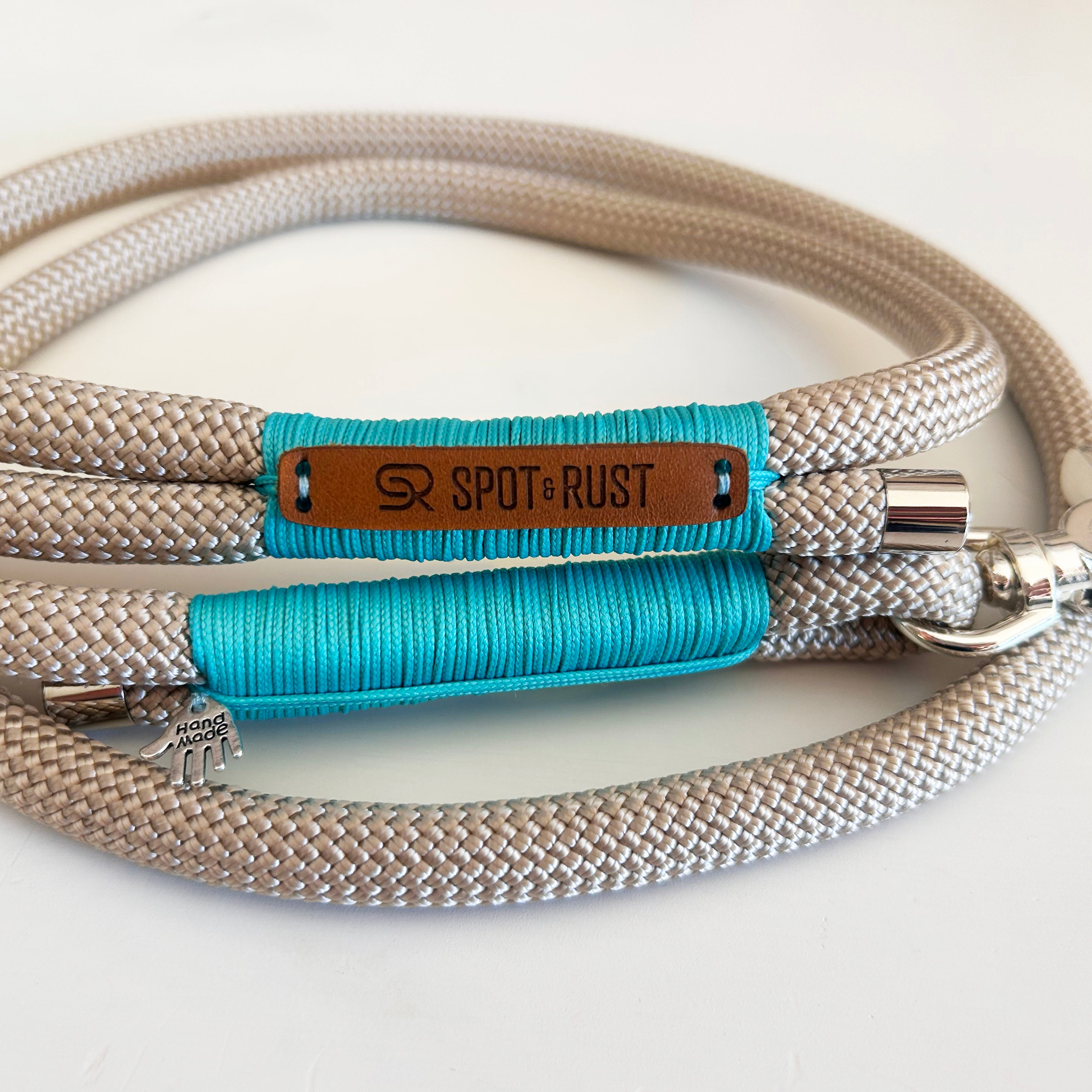 SPOT & RUST Tauleine mit Halsband -SET- Sand Türkis